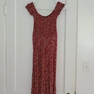 Red maxi boho dress